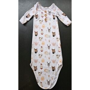 Caden Lane Newborn Knot Gown Farm Animals Soft 7-14 Lb Sleep